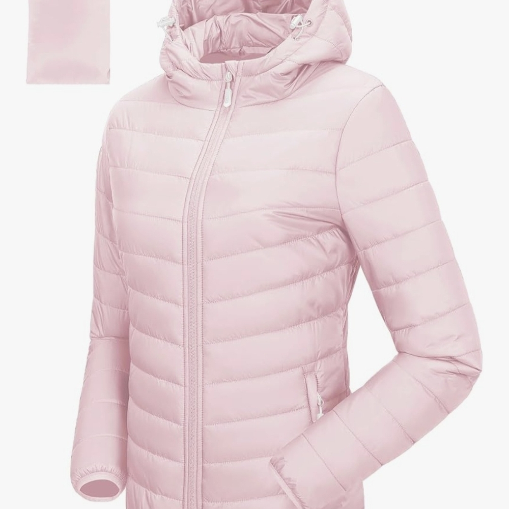 Light Pink Hooded Puffer Jacket